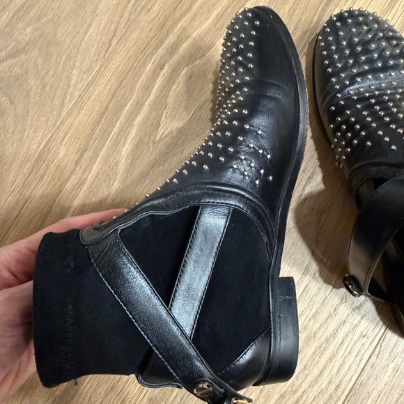 Chloe Studded Black Ankle Chelsea Metal Boots